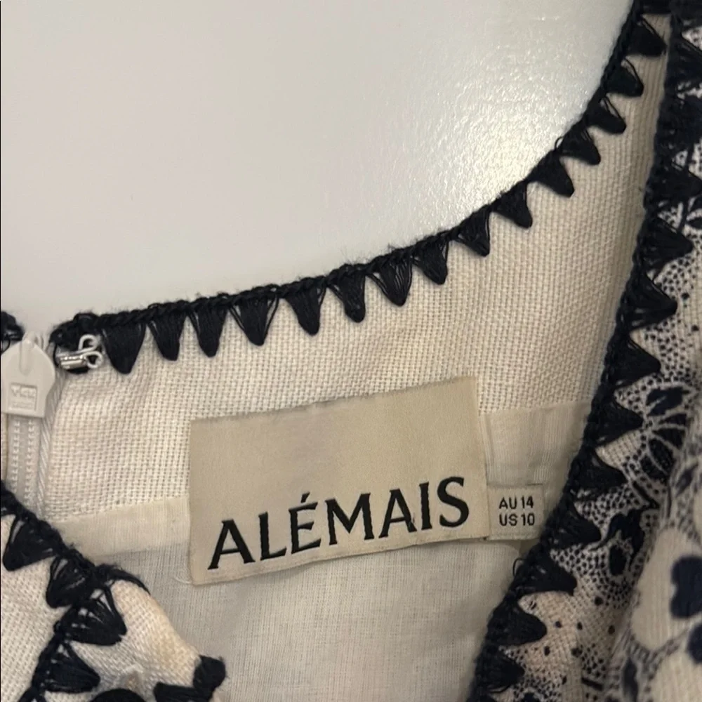 Alemais Cream and Navy Floral Mini Dress - Picture 4 of 8